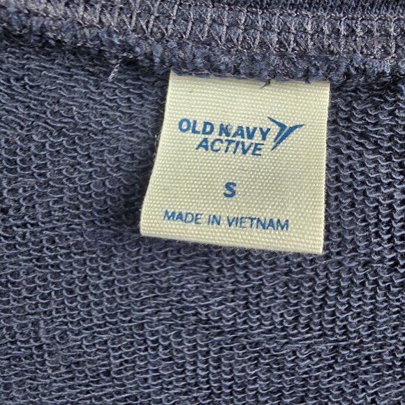 Old Navy Active Navy Blue Asymmetrical Long Sleeve Top Womens Small Cotton Blend - Picture 3 of 5